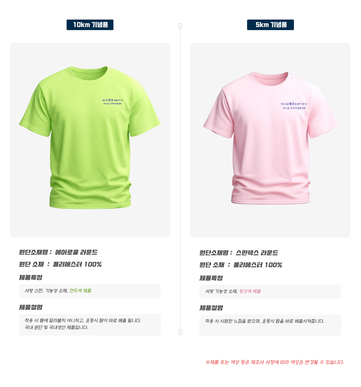 제21회 세종특별자치시 전국복사꽃 마라톤 참가 사은품 1